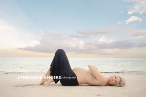 maternity photo against miami sky