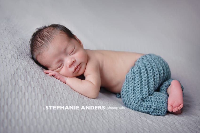 newborn baby tan blanket blue wrap