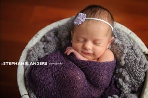 baby girl bucket purple wrap