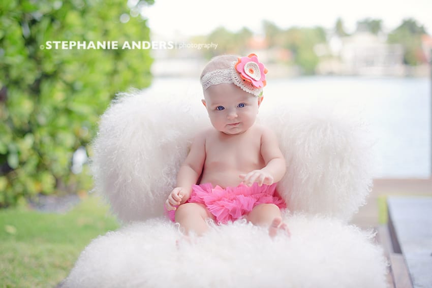 baby picture tutu bow fuzzy white chair