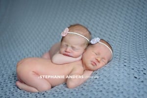 newborn twins blue blanket