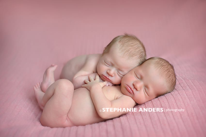 newborn twins pink blanket