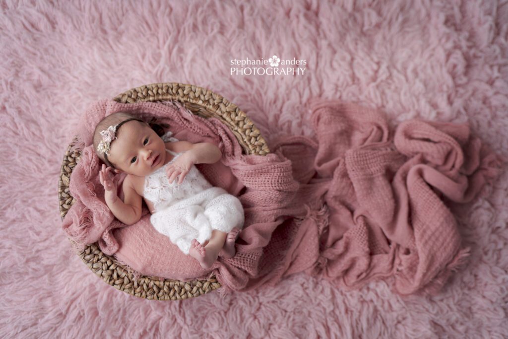 newborn baby girl pink basket
